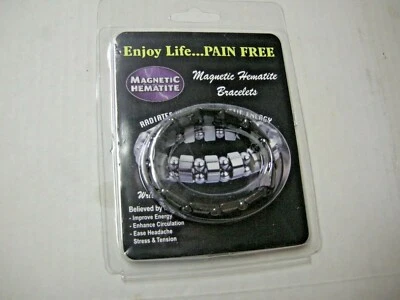 Pulsera magnética de hematita, para aliviar el dolor, elástica, cuadrados y cuentas negras Foto 1 de 2