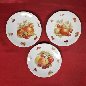 Vintage Bavaria Dessert Plates Gold Rim Fruit Set of 3 - Picture 1 of 13