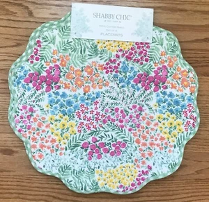 NEW Shabby Chic Set Of 4 Scalloped Edged MULTI Quilted Placemats Spring HOLIDAY - Picture 1 of 3