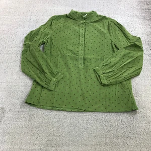 The Shirt by Rochelle Behrens Top Womens Small Ruffle Green Polka Dots Casual - Picture 1 of 9