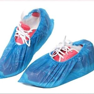 PE Water-Proof Shoe Covers Disposable (Blue, Pack of 100 Pcs, Material-PE)