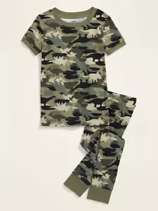 Neu mit Etikett Old Navy grün Camouflage Dinosaurier Schlafset Pyjama Pyjama Set Jungen 5T 6T - Bild 1 von 2