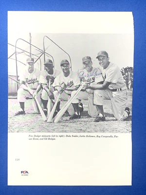 PEE WEE REESE SIGNED B/W BROOKLYN DODGERS TEAM BOOK PAGE PHOTO 8X11 PSA DNA - Image 1 of 2