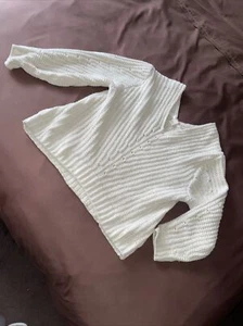 H&M Cream Front & Back V Neck Loose Knit Jumper - Extra Small - Picture 1 of 10