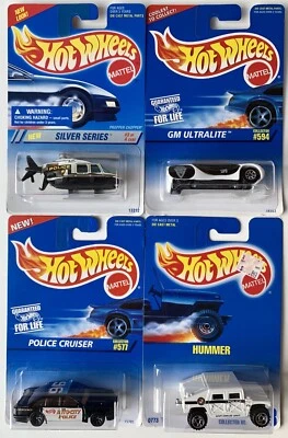 Hot Wheels Lot of 4 Police Vehicles 1992-96: Chopper, Ultralite, Hummer, Cruiser - Image 1 of 4