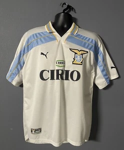 Authentic SS Lazio First Team 1999 2000 White Puma Jersey Size LARGE (READ) - Picture 1 of 6