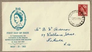 UNUSUAL Australia 1953 Haslem QEII 3½d FDC April 21 on May 25 Coronation Cover - Picture 1 of 2