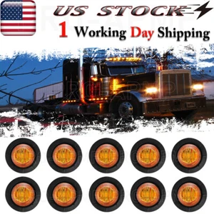 10X 3/4"LED Round Side Marker Lights Amber Truck Trailer Bullet Clearance Light - Bild 1 von 7