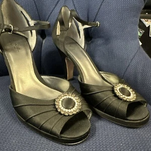 Ann Taylor LOFT Women Black Elena Heels 8.5 - Picture 1 of 6