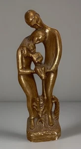 Vintage 1968 Columbia Statuary - Italien Vater & Mutter mit Kind - 14" Kreide Statue - Bild 1 von 12