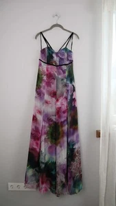 Maxikleid Abendkleid Ballkleid 36 S Lila Schwarz Samt Abiballkleid Blumen - Bild 1 von 8