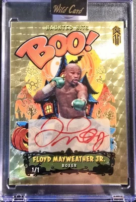 2025 Haunted Hits Gold Boo True 1/1 Floyd Mayweather Jr. Auto - Boxing + Bonus - Image 1 of 4