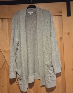 Market & Spruce Open Front Cardigan Sweater Size XL Gray Soft Pockets - Picture 1 of 12
