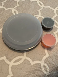 Tupperware Black Serving Center W 2 Bowls 2 Lids New Open Bag Veggie/dip/snacks - Picture 1 of 10