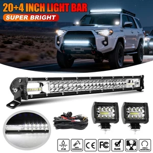 Combo de barra de luz de trabajo LED de 20" + cápsulas de 4" + kit de cables para Toyota 4Runner Tacoma RAV4 - Imagen 1 de 24