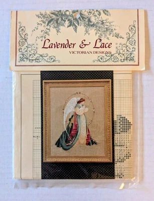 New Vintage 1992 Lavender & Lace Cross Stitch Pattern: Guardian Angel #LL18B - Image 1 of 4