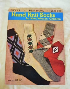 c1950 Bucilla Vol 340 Hand Knit Socks for Men Women & Children Illustrated 35pgs - Picture 1 of 8