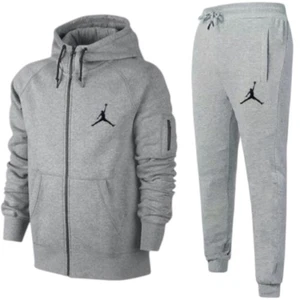 Men's Jordan Grey Tracksuit Set Zip Hoodie & Joggers Athletic Streetwear - Picture 1 of 2