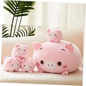  5 Pieces Pig Stuffed Animals, 12 Inch Large Plush Mommy Pig with 4 Baby Pigs  - Picture 1 of 7