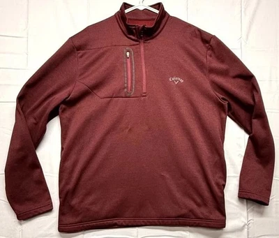 Top de golf Callaway para hombre XL granate con logotipo forrado cuello falso cuarto cremallera rendimiento Foto 1 de 4