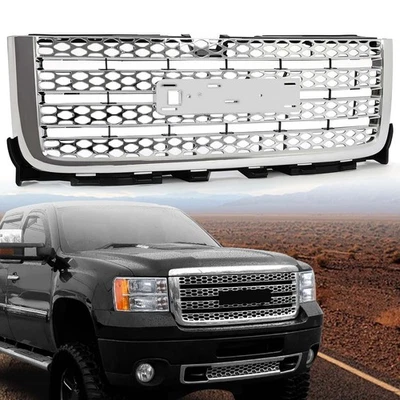 Rejilla de panal superior delantera cromada para GMC Sierra 2500 HD 3500 HD 2011-2014 Foto 1 de 4