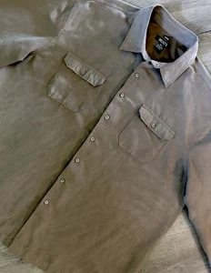 Bruno Men's Sueded Shirt 3XL Brown Tan Microfiber Long Sleeve Button Up EC - Picture 1 of 7