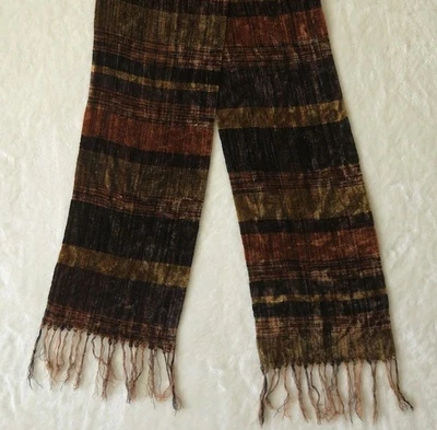 Loominus Tejido a Mano Marrón Bufanda a Cuadros Flecos Chenilla Tejido Invierno Otoño Otoño  Foto 1 de 4