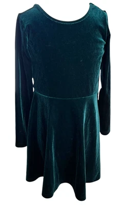 The Children’s Place Girls Green Velvet Stretch Long Sleeve Dress Size 4 Ballet - Image 1 of 4