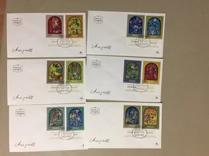 Six different CHAGALL Israel fdc with two stamps,Chagall signature - Picture 1 of 1