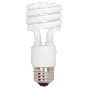 White 13 Watt Mini Spiral Compact Fluorescent Light Bulb 2700K Medium Base - Picture 1 of 3