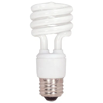 White 13 Watt Mini Spiral Compact Fluorescent Light Bulb 2700K Medium Base - Image 1 of 3
