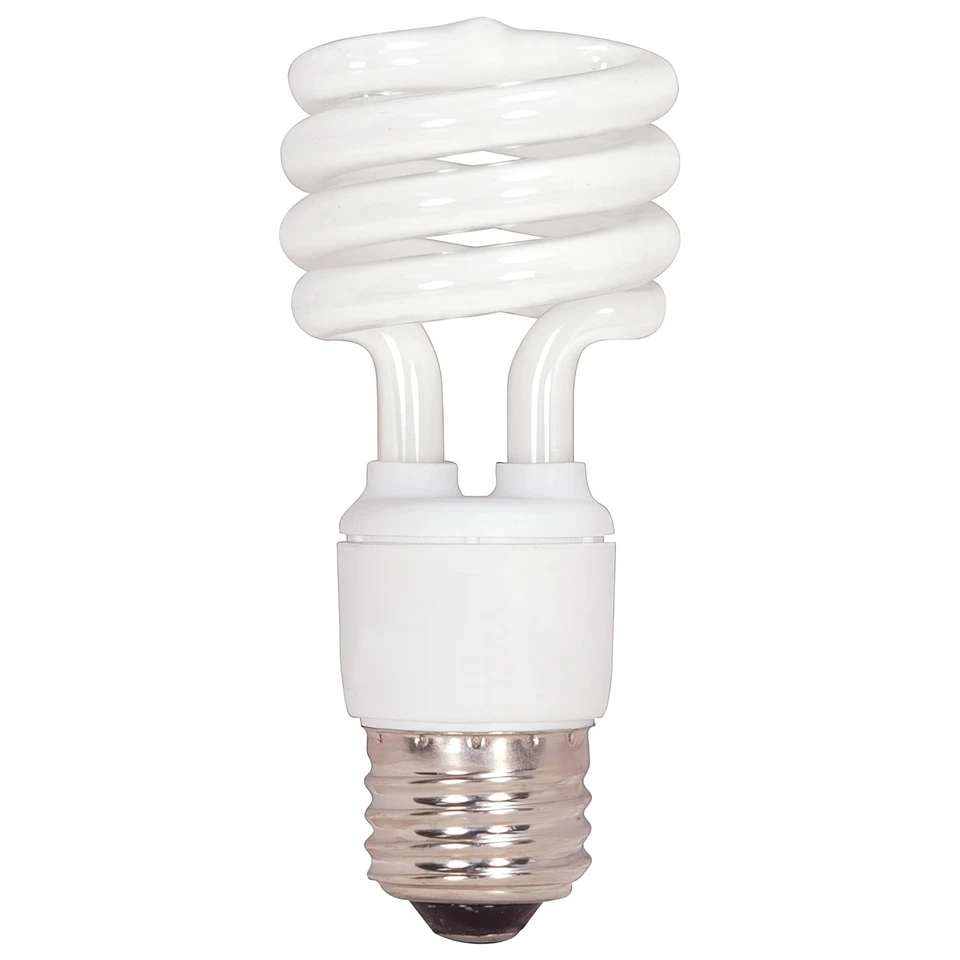 White 13 Watt Mini Spiral Compact Fluorescent Light Bulb 2700K Medium Base - Image 1 of 3