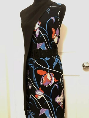 EMILIO PUCCI FLORAL PRINT PANELED CREPE DRESS WITH BELT SIZE 40 IT BRAND NEW - Image 1 of 4