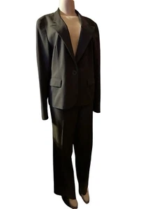Lafayette 148 Size 14 Brown Single Breasted Pant Suit Wool/Elastane Blend EUC - Picture 1 of 13