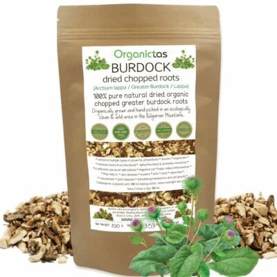 ORGANICTAS RADICE DI BURDOCK Tisana Detox Antiossidanti Bio Alta Qualità Taglio Secco 25-200g