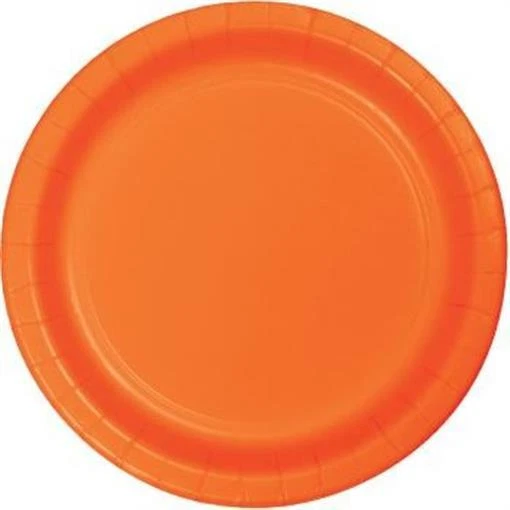 Orange 10 Inch Paper Plates 24 Per Pack Tableware Party Decorations Supplies - Image 1 of 1