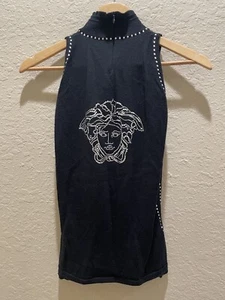 Rare GIANNI VERSACE Shirt WOMEN'S VINTAGE TANK TOP - SIZE 44 - Lana Wool - Picture 1 of 12