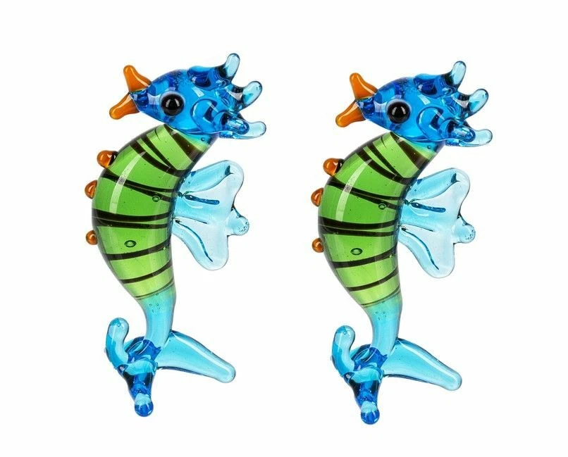 Miniature Dollhouse Fairy Garden Set/2 Colorful Glass Seahorses - Buy 3 Save $5 - Image 1 of 1