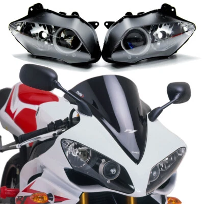 Ajuste para Yamaha YZF-R1 YZF R1 2007-2008 Faro Faro Luz Lámpara Conjunto Transparente Foto 1 de 4