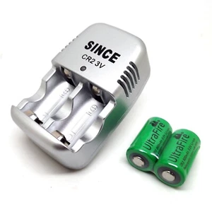 2 PCS CR2 CR-2 800mAh 3.0V Rechargeable Battery + 1 PC Charger Brand New - Picture 1 of 9