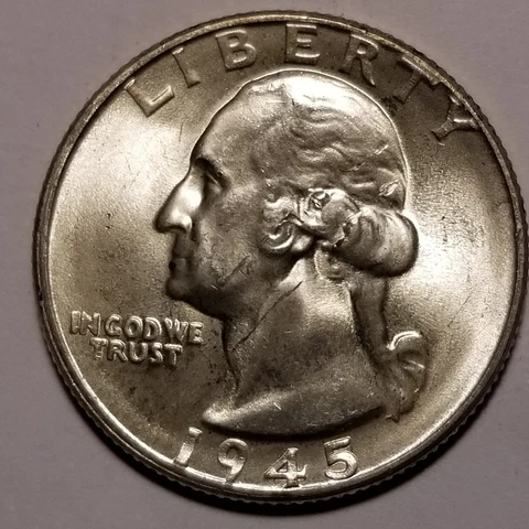 1945 Washington Quarter GEM UNC Cover