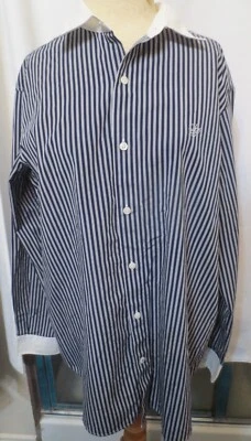 Vtg Sean John Shirt Men SZ L Blue White Stripe White Cuff Collar - Image 1 of 4