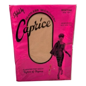 Vtg Caprice Seamless Micromesh First Quality Stockings Beigetone 10.5 400 Needle - Picture 1 of 2