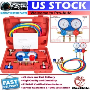 Professional HVAC AC Air Conditioner Diagnostic Manifold Gauge Set Charging Tool - Picture 1 of 15