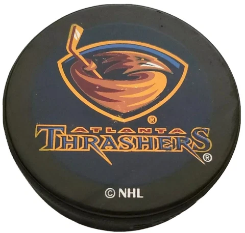 ATLANTA FLAMES NHL OFFICIAL HOCKEY PUCK BY PUCK WORLD 🌎 🇨🇦 LINDSAY MFG Cover