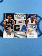 CARMELO ANTHONY GEORGE GERVIN 2009-10 UPPER DECK DUAL JERSEY GAME WORN RARE! 