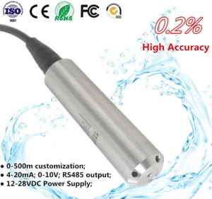 Hydrostatic Water Level Sensor 4-20mA RS485 Liquid Transmitter Output 5M 10M - Picture 1 of 22