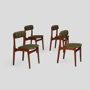 1960s, set of 4 Danish dinning chairs, solid teak wood, original condition. - Picture 1 of 23