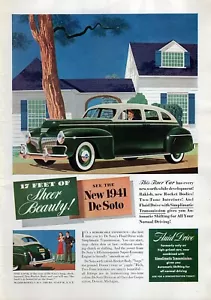 1941 De Soto Deluxe Sedan Original Color Print Ad - Picture 1 of 1