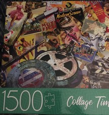 Sealed Milton Bradley Movie Madness Montage Puzzle 1500 Piece Collage Time 32X24